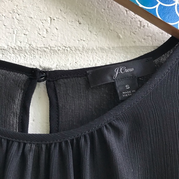 J. Crew Cinched Waist Black Dress in Chiffon - Picture 4 of 5